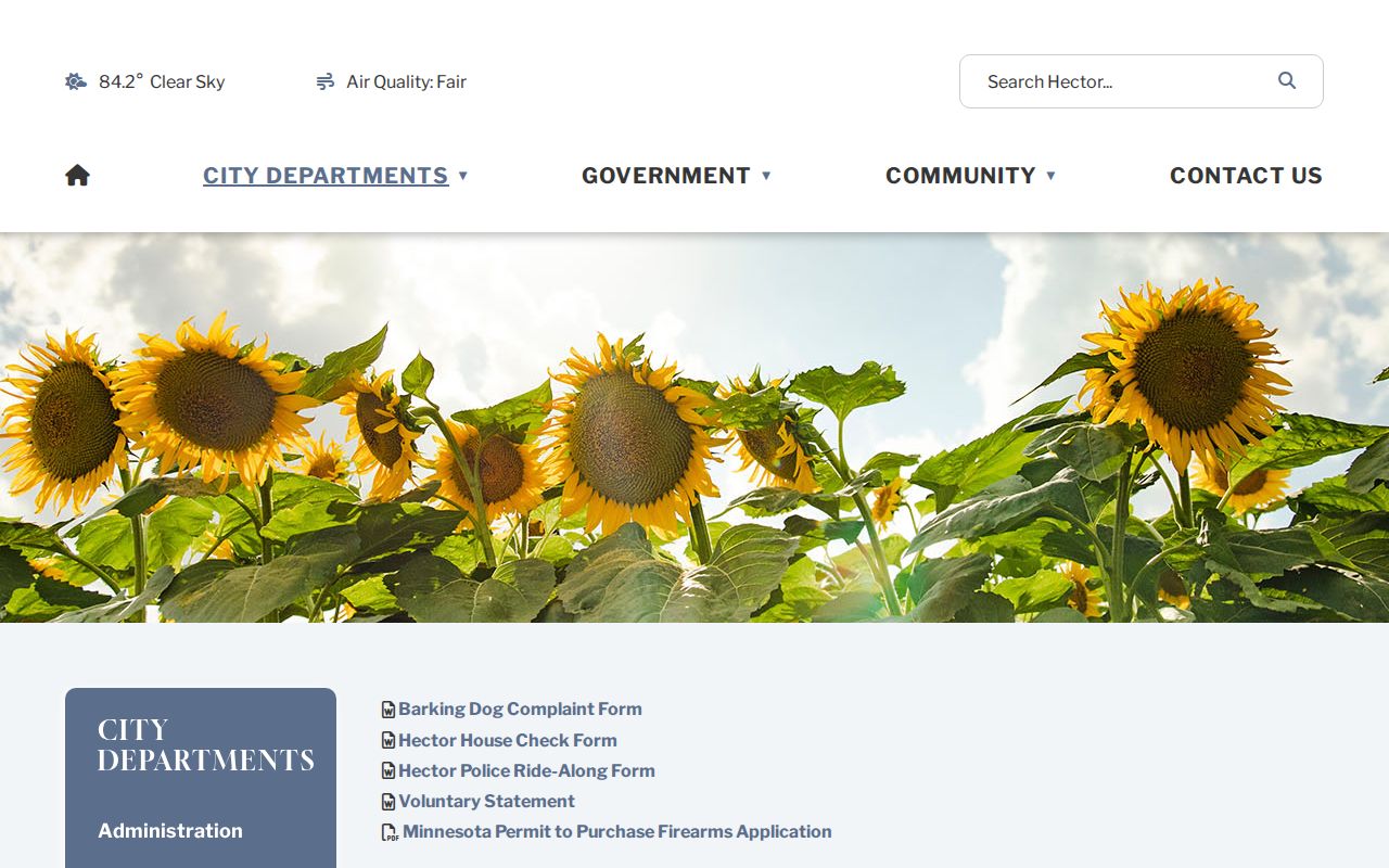 Renville County Hector Police public-records forms page